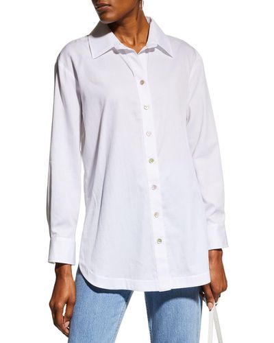 Finley Solid Cotton Lawn Boyfriend Shirt - White
