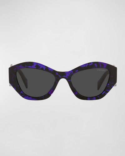 Prada Oval Acetate Sunglasses - Blue