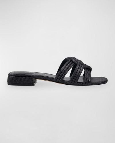 Marc Fisher Woven Flat Slide Sandals - Black