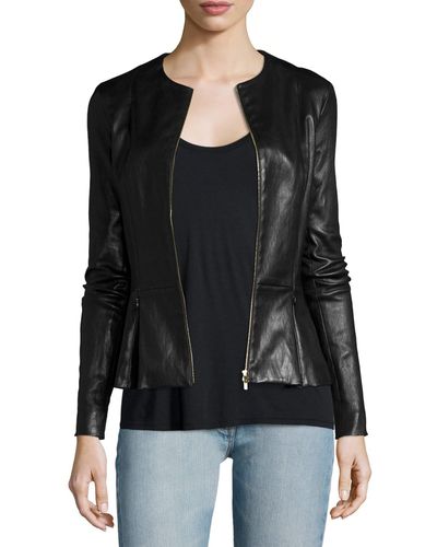The Row Anasta Zip-front Leather Jacket, Black