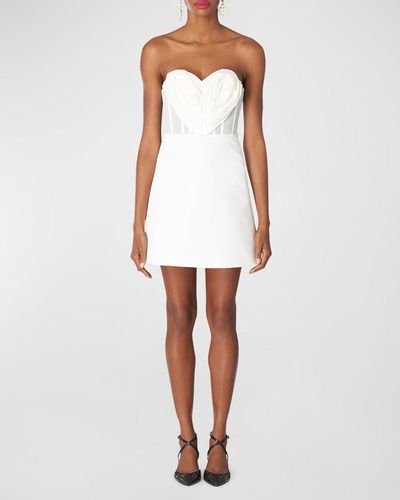 Carolina Herrera Strapless Sweetheart Mini Dress With Corset Bodice - White