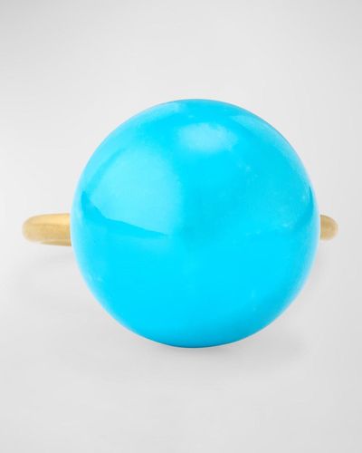 Irene Neuwirth Gumball 18k Yellow Gold Ring Set With 16mm Turquoise - Blue
