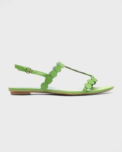Frances Valentine Kiki Leather Mini Dot T-strap Sandals - Green