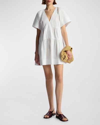 A.L.C. Camila Short-Oversized Sleeve Tiered Mini Dress - White