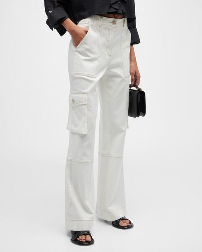 Twp Coop Contrast-Stitch Wide-Leg Twill Pants - White
