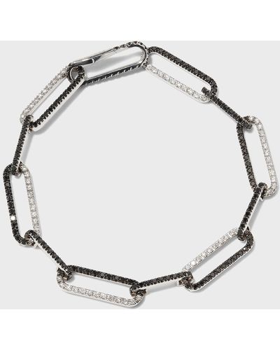 A Link White Gold Black And White Diamond Bracelet - Metallic