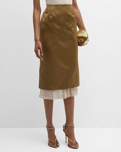 Altuzarra Fannie Midi Skirt With Ruffle Trim - Natural