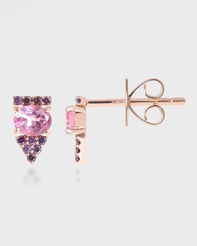 Stevie Wren 14k Gold Pink Diamond Doublet & Tourmaline Arrow Stud Earring, Single - Multicolor