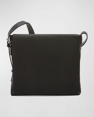 Il Bisonte Brolio Leather Messenger Bag, M - Black