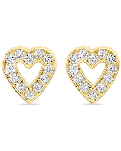 Jennifer Meyer Mini Diamond Open Heart Stud Earrings - Metallic