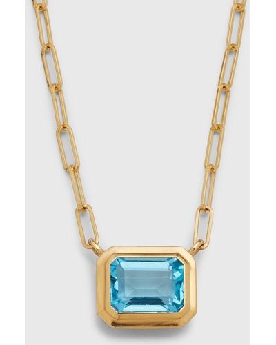Goshwara 18k Yellow Gold Topaz Pendant Necklace - Blue