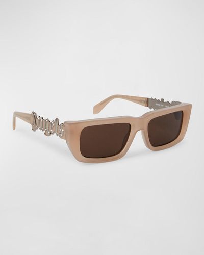 Palm Angels Milford Acetate Rectangle Sunglasses - Natural