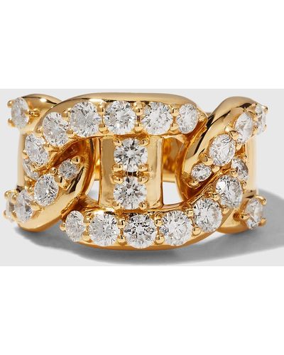 Leo Pizzo 18k Gold Diamond Chain-link Ring, Size 6 - Metallic