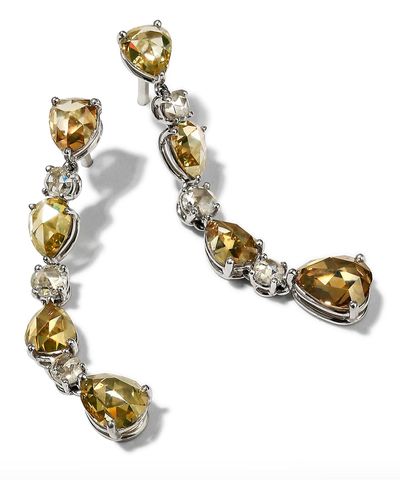 Bayco Platinum Diamond Dangle Earrings - Metallic