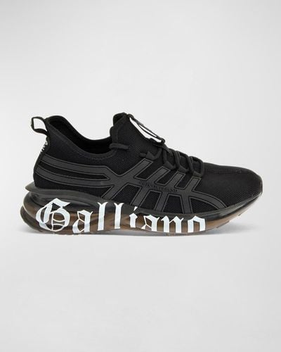 John Galliano Logo Runner Fabric Upper Sneakers - Black