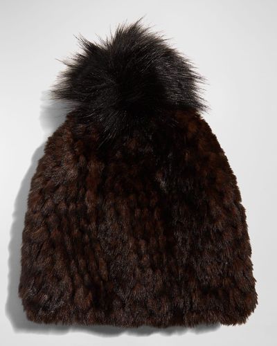 Fabulous Furs Knitted Faux Fur Beanie - Black