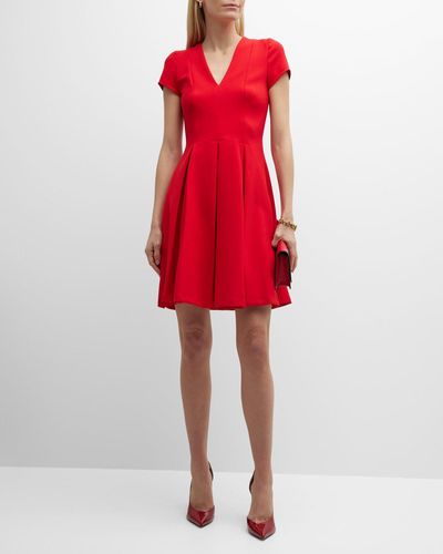 Emporio Armani Emma Pleated Fit-&-Flare Mini Dress - Red