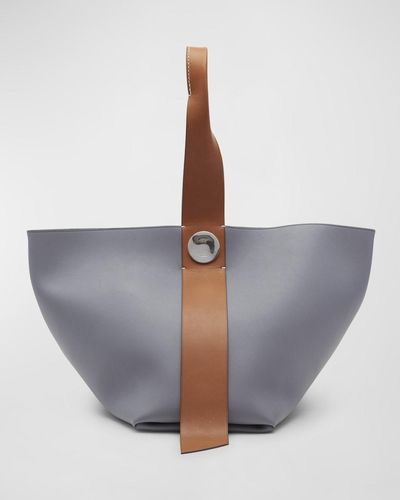 Jil Sander Twisted Medium Leather Hobo Bag - Gray