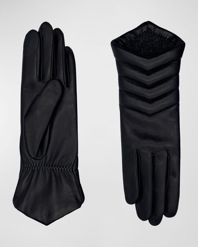 Agnelle Apoline Leather Gloves - Black