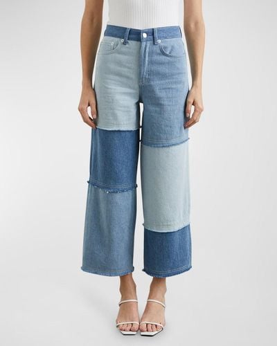 Rails Getty Cropped Wide-Leg Patchwork Jeans - Blue