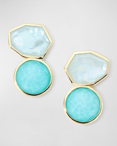 Ippolita 18K Rock Candy Large 2-Stone Post And Omega Earrings - Blue