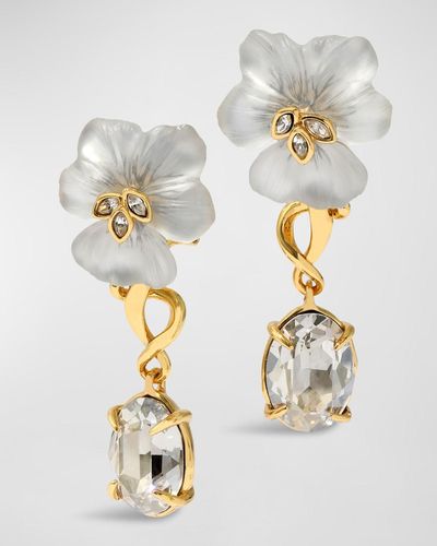 Alexis Pansy Lucite Crystal Drop Post Earrings - White