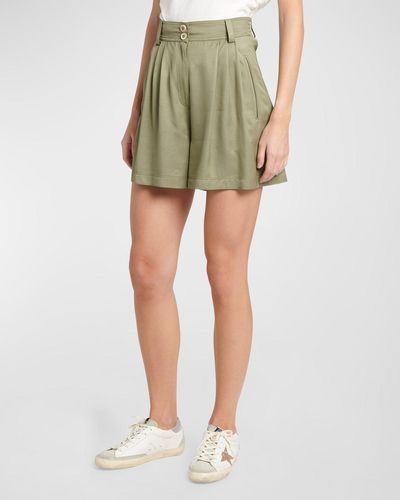 Golden Goose Journey Leilah Pleated Viscose-Twill Shorts - Green