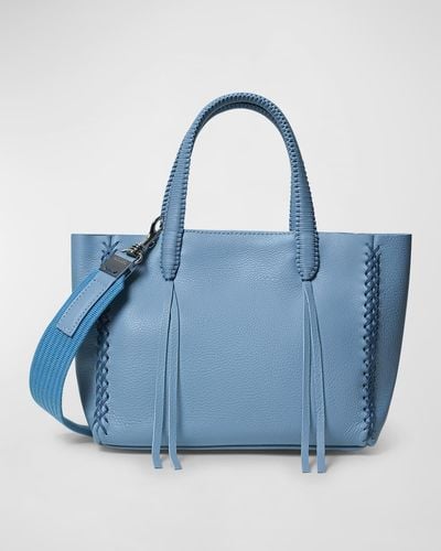 Callista Mini Braided Leather Tote Bag - Blue