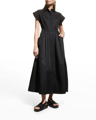 Co. Cap-Sleeve Poplin Midi Dress - Black