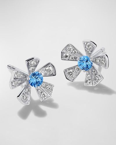 Mimi So 18K Wonderland Medium Orchid Sapphire And Pave Diamond Stud Earrings - Blue