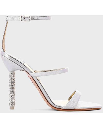 Sophia Webster Rosalind Metallic Crystal Heel Sandals - White