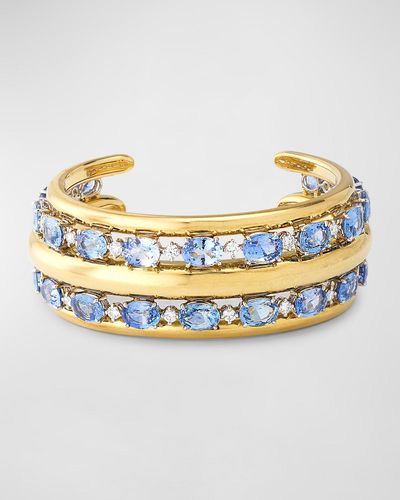 Cicada Jewelry Oval Sapphire And Diamond Cuff Bracelet - Metallic