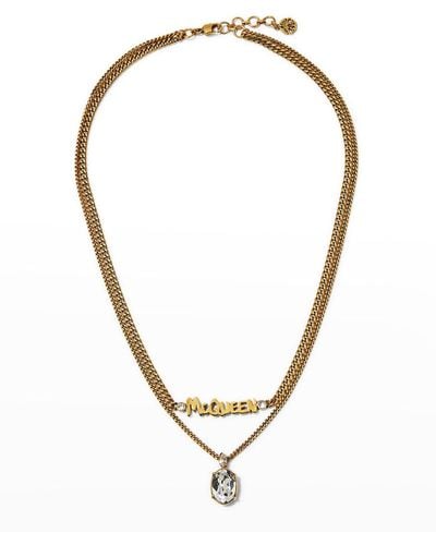 Alexander McQueen Mcqueen" Graffiti Goldtone & Crystal Pendant Necklace" - Metallic