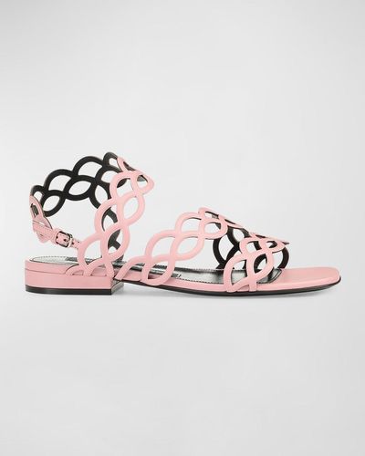 Sergio Rossi Ankle-Strap Nappa Leather Sandals - Pink