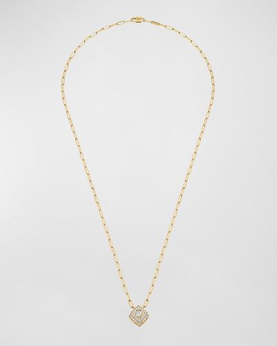 Dinh Van 18k Yellow Gold Xl Le Cube Diamant Pendant Necklace - White