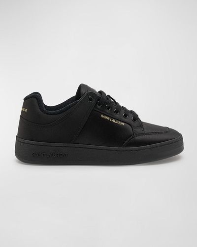 Saint Laurent Silk Low-Top Court Sneakers - Black