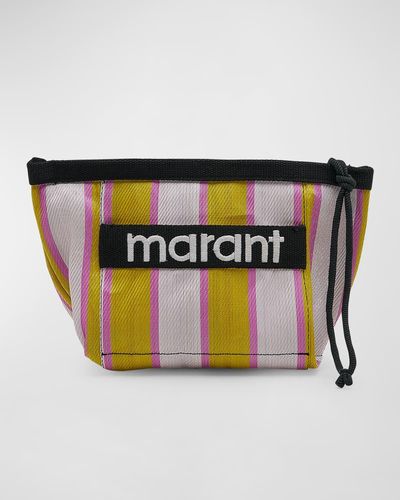 Isabel Marant Powden Striped Canvas Clutch Bag - Black