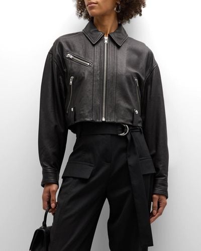 IRO Albane Cropped Leather Jacket - Black
