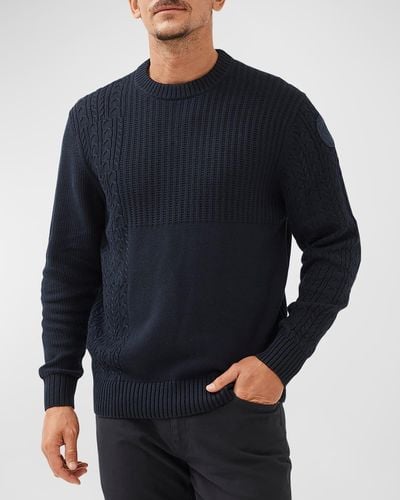 Rodd & Gunn Gowanbridge Multi-cable Knit Crewneck Sweater - Blue
