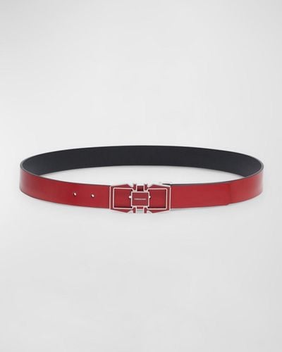 Ferragamo Gancini Adjustable Reversible Belt - Red