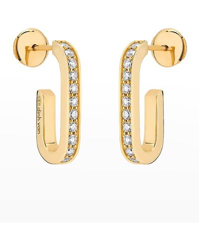 Dinh Van Yellow Gold Maillion Large Diamond Link Earrings - Metallic