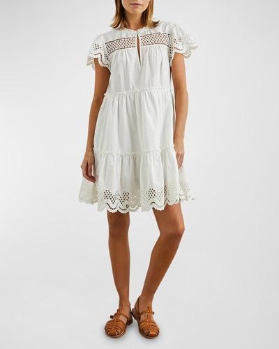 Rails Lettie Cutout Embroidered Mini Dress - White