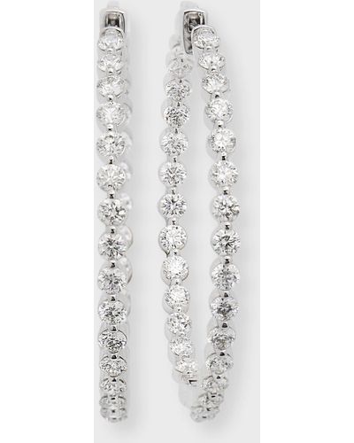 Neiman Marcus 18k White Gold Diamond Hoop Earrings, 1.5"l