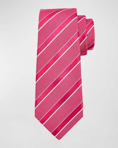 Kiton Silk Tonal Stripe Tie - Pink