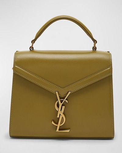 Saint Laurent Cassandre Mini Monogram Ysl Box Calf Top-Handle Bag - Green