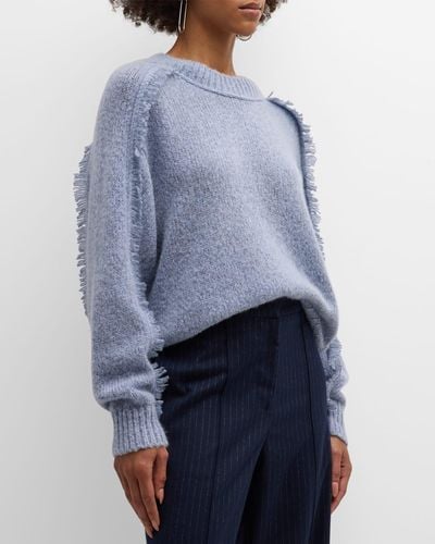 Brochu Walker Aimee Fringe-trim Wool-cashmere Sweater - Blue