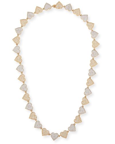 Sydney Evan Two-tone 14k Gold Diamond Heart Eternity Necklace - White