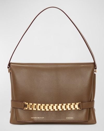 Victoria Beckham Chain Pouch Leather Shoulder Bag - Brown
