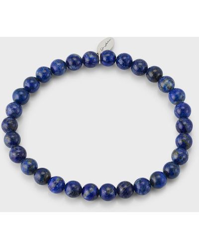 Jan Leslie Lapis Lazuli Beaded Stretch Bracelet - Blue