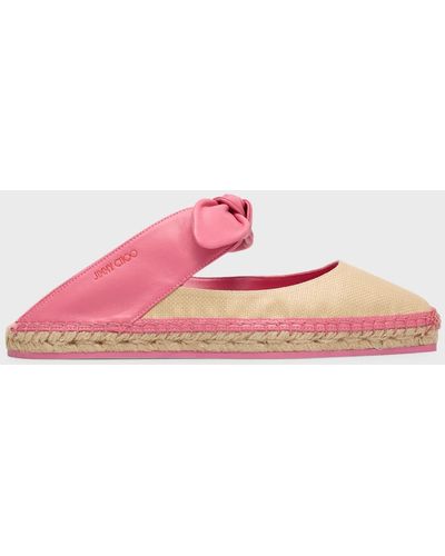 Jimmy Choo Reka Knotted Bow Espadrille Mules - Pink